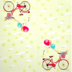Servítka - Bicykel s levanduľou v košíku, balóny