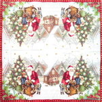 Servítka - Santa a deti pri stromčeku